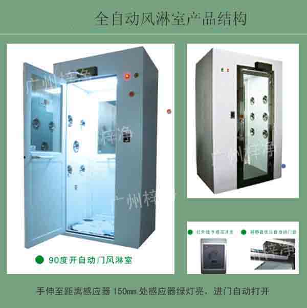 全自動(dòng)風(fēng)淋室又叫全自動(dòng)感應(yīng)吹淋器、全自動(dòng)感應(yīng)風(fēng)淋門(mén)、空氣吹淋室